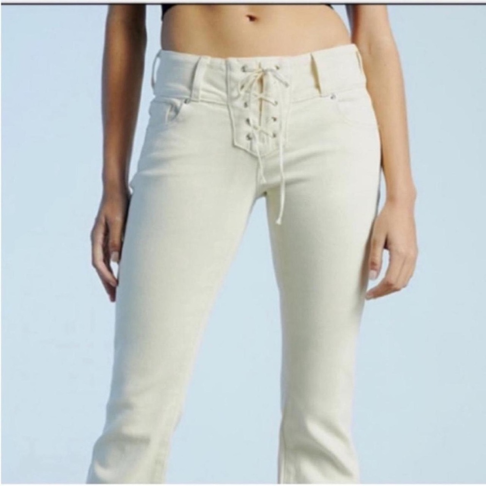 Pacsun Cream Lace-Up Flared Pants